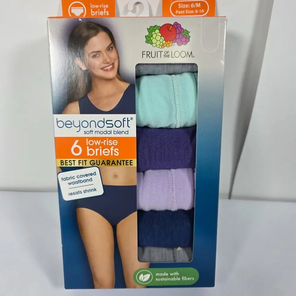 Fruit of the Loom Beyondsoft 6 Low-Rise Briefs Womens Size 6/M Modal Blend NEW - Picture 1 of 5